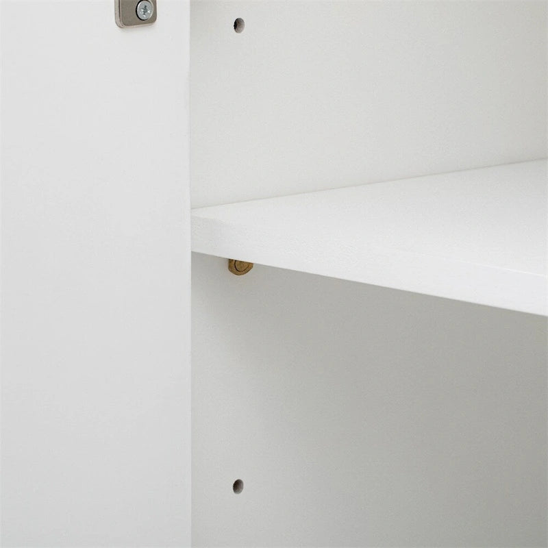 Wood Curved Corner Cabinet with Adjustable Shelves and 4 Door