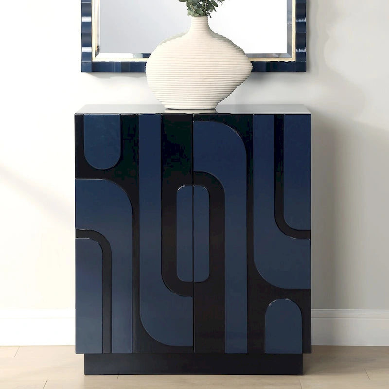 Uttermost Valeria 2 Door Glossy Blue Cabinet - 34 H X 30 W X 16.125 D