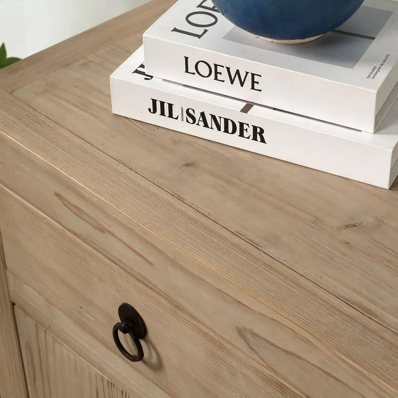Two Drawers Cabinet Weathered Natural Solid Pine